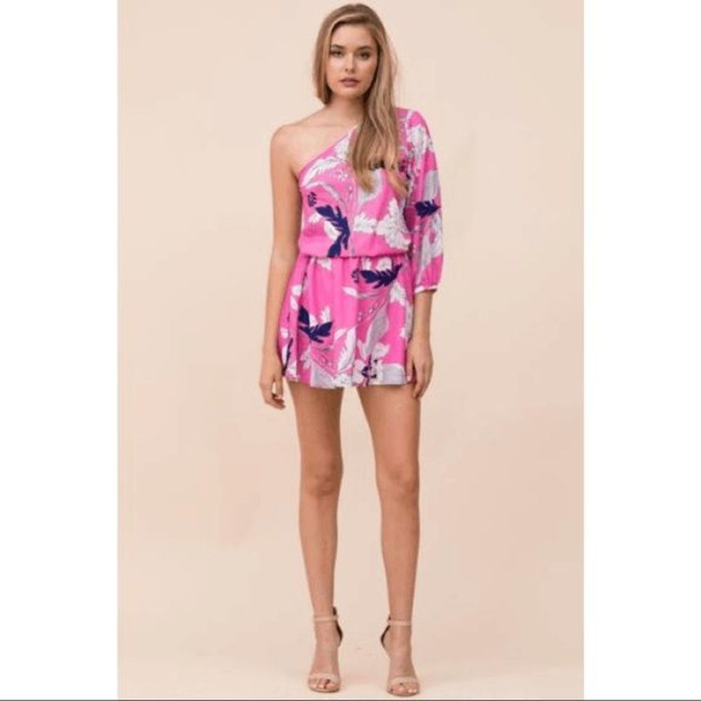 NWT Yumi Kim Pink‎ Floral One Shoulder Dress XS